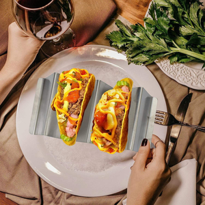 Indian Seller Prices Restaurant Dish Durable Easy to Fill Reusable Taco <b>Stand</b> Multi Sizes Stainless Steel Taco Holder <b>Plates</b> - Product Image 5