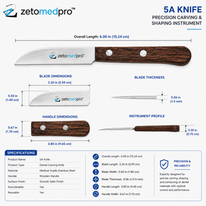 มีดทันตกรรม 5A สแตนเลสสตีล เครื่องมือแกะสลักและขึ้นรูปที่มีความแม่นยำ OEM Zetomed Pro - Product Image 4