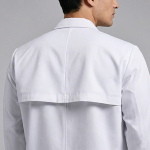 Bata de laboratorio médica para hombre, larga, de polialgodón, uniforme de hospital, corte regular - Product Image 4