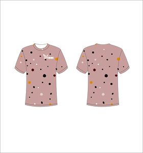 T-shirt personnalisé sublimé imprimé intégral motif à pois multicolores rose poudré unisexe col rond respirant en polyester Ferocious - Product Image 1