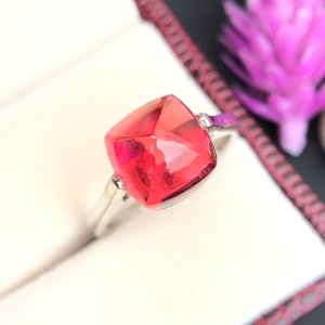 Natural Tourmaline Religious Engagement <b>Ring</b> 925 Sterling Silver 14K Gold Plated 10mm Sugarloaf Pink Tourmaline IGI Certified - Product Image 3
