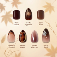 BTArtbox doux Gel XCOAT 3D Floral presse sur les ongles en gros court amande fait à la main bleu français pointe faux ongles