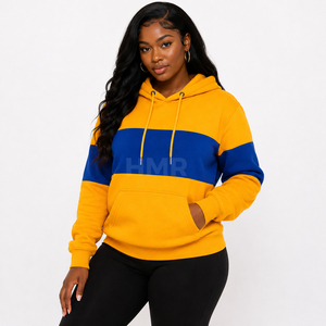 HMR Sorority Sisterhood Sweat-shirt à capuche respirant et ample pour femme, à découpes, couleur moutarde et bleu, style décontracté et oversize - Product Image 1