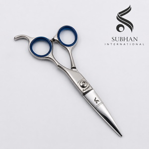 Ciseaux de coiffure professionnels SUBHAN en acier inoxydable, ciseaux de barbier manuels pour usage en salon, design de poignée bleue - Product Image 4