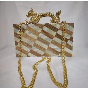 Sac à main de soirée de qualité supérieure, élégant, pour femme, pour mariage, soirée, fait à la main, luxueux, en résine et bois incrusté, personnalisable, jacquard - Product Image 1