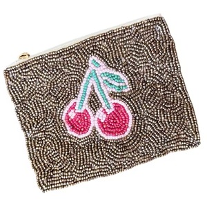 Porte-monnaie en perles style bohème avec fermeture éclair et pompon, fait main, mini accessoire pour femme - Product Image 4