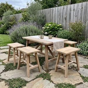 Tabouret rectangulaire en teck massif, tabourets de salon, ottomanes, banc en bois artisanal, chaise basse d'appoint, mobilier d'extérieur - Product Image 6