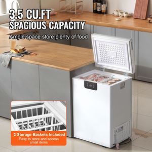 Congelador horizontal compacto de 2.22 pies cúbicos/63 L con 2 cestas extraíbles, puerta superior abatible, ideal para hoteles - Product Image 3