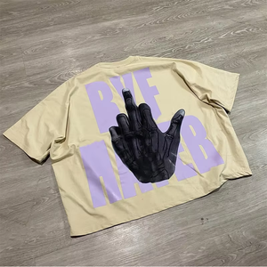 Camiseta Gráfica Oversize de Alta Calidad para Hombre, Estilo Urbano Hip-Hop, con Dobladillo Desgastado y Transferencia de Diamantes de Imitación, Nueva Moda - Product Image 6