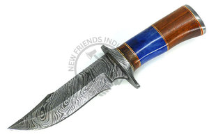Damascus Hunting pair of <b>Knives</b> With Leather Sheath Wood/<b>Bone</b> <b>Handle</b> Camping Survival Razor Sharp Bowie <b>Knives</b> Outdoor Hunting - Product Image 5