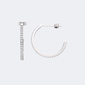 ต่างหูเพชรทรงกลม 0.20 กะรัต แบบห่วงเปิด ประดับเพชรแบบฝังเต็มตัว ตัวเรือนทองคำแท้ รูปทรงตัว C ขนาดเล็ก เรียบหรู ดูดี เป็นของขวัญสำหรับผู้หญิง - Product Image 4