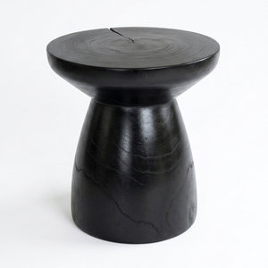 Solid Suar Wood Kona Mushroom <b>Stool</b> <b>Ottoman</b> Modern Organic Design Premium Quality Black Finish Accent Living Room Furniture - Product Image 2