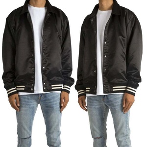 Veste universitaire en satin personnalisée de haute qualité avec logo, respirante, boutonnée, brillante, style streetwear pour hommes - Product Image 6