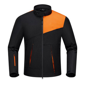 Blouson de moto imprimé noir et orange pour homme, élégant, toutes saisons, protection intégrale, style unique, vente en gros - Product Image 5