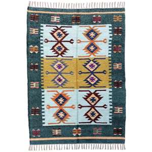 Tapis Dhurrie polyvalent en coton de soie 3x5 pieds pour chambre minimaliste ou coin salon confortable - Product Image 2