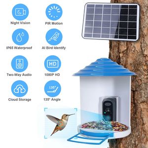 1080P HD AI Bird Feeder <b>Camera</b> <b>Solar</b> Powered with PIR Motion Auto Capture Video Cloud Card Storage WiFi Connectivity - Product Image 1