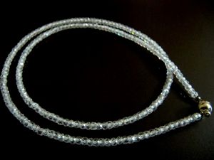 Collier en zircone cubique de couleur blanche, facettes rondes, 3 mm, perles, fermoir magnétique - Product Image 3
