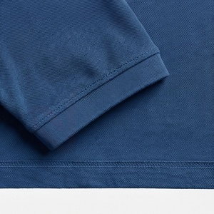 Polo à manches courtes bleu marine pour homme, 100% coton piqué, logo brodé, décontracté, respirant, coupe classique, design tricoté uni - Product Image 6