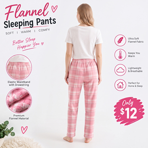 Wholesale 100% Cotton <b>Check</b> Sleeping <b>Pajama</b> Regular Fit Women Night Wear Sleeping Trouser Flannel Plaid Pants Women's - Product Image 5