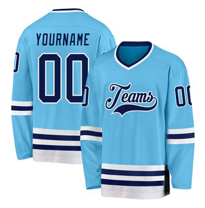 Camiseta de Hockey sobre Hielo Personalizada para Equipos, Gris Azul, Cuello en V, Manga Larga, 100% Poliéster, Transpirable, Unisex, para Adultos - Product Image 2
