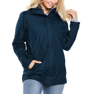 Chaqueta Blusón Azul Marino con Capucha para Mujer, Cortavientos, con Cierre de Cremallera y Bolsillos, Largo Regular, Manga Larga, para Otoño - Product Image 4
