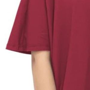 เสื้อยืดโอเวอร์ไซส์สำหรับผู้หญิง Burgundy Flow Bat Tee เสื้อยืดคอกลมแขนสั้นสไตล์ลำลองพรีเมียมทรงหลวมสไตล์แบทวิงเนื้อผ้านุ่มเบา - Product Image 3