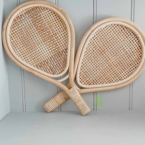 Decoración de Pared de Raqueta de Tenis de Ratán Hecha a Mano, Arte Decorativo Colgante de Ratán Tejido Natural para Habitación Infantil, Guardería y Decoración del Hogar - Product Image 1