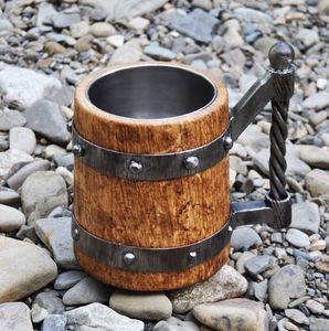 Verre à bière rustique médiéval en bois - Product Image 6