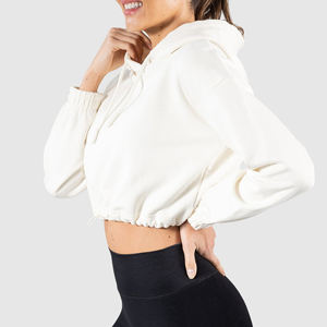 Custom Women's <b>Crop</b> Hoodie Casual Breathable Pullover Fashion Sweatshirt Short Length Apparel - Product Image 3
