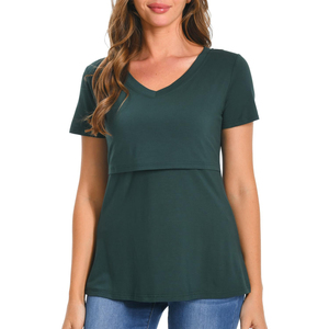 Hauts d'allaitement pour femmes, vêtements de maternité à motif uni, fermeture éclair double latérale pour l'allaitement, style tendance - Product Image 6