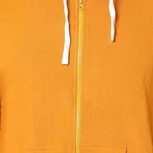 Sudadera con Capucha y Cierre para Hombre, Color Naranja Sólido, Corte Regular, Informal, de Punto, de Algodón, Manga Larga, para Otoño - Product Image 5