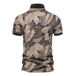 เสื้อโปโลพิมพ์ลายดีไซน์สำหรับผู้ชายคุณภาพเยี่ยม แขนสั้นสำหรับฤดูร้อน ผ้าไม่ยับ แฟชั่นทันสมัย ลายใบไม้ พิมพ์ลายลำลอง - Product Image 4