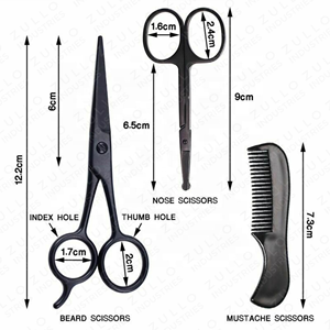 Premium Black Nail and Nose Scissors with Black <b>Comb</b> Leather Packaging High Quality Professional Grooming Set OEM Wholesale - Product Image 2