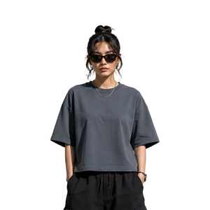 Wholesale Womens Boxy Tee Premium Heavyweight Cotton Loose Fit Short Sleeve T Shirt Custom Logo OEM ODM Private Label Apparel - Product Image 5