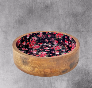 Tazón de Madera para Servir Ensaladas, Hecho a Mano, Moderno y de Lujo, con Diseño Floral Esmaltado, Ecológico, Apto para Lavavajillas, Personalizable - Product Image 4