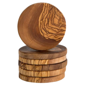 Premium Handcrafted Wood <b>Coasters</b> Set Of 6 Eco-Friendly Round Wooden <b>Drink</b> <b>Coasters</b> With Natural Grain For Home Hotel Decoration - Product Image 1
