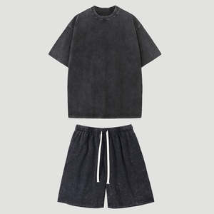 Ensemble deux pièces personnalisé de haute qualité pour homme : T-shirt à manches courtes et short, style streetwear d'été, 100 % coton, séchage rapide, coupe oversize - Product Image 4