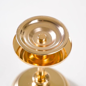 Luxury Gold Plated <b>Candle</b> Holder <b>Set</b> Of 3 With An Amber Glass Hurricane Elegant Tabletop Decor For Weddings Homes And Events - Product Image 5