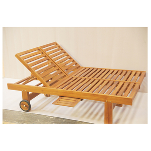 Tumbona Doble de Madera de Teca Sólida con Acabado Natural, Diseño Moderno para Uso en Exteriores - Product Image 1