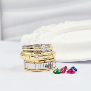 New Classic Wedding <b>Rings</b> for Couples with Zircon 4 Layers Plated Rhodium Gold Vermeil 925 Sterling <b>Silver</b> - Product Image 3