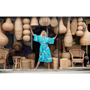 Womens Tropical Animal Print Kimono Robe Turquoise Boho Beach Cover Up Lightweight Summer <b>Cardigan</b> - Product Image 3