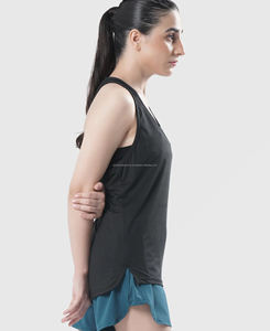 Débardeurs à col rond pour femmes, soutien moyen, en polyester et coton, écologiques, motif uni, broderie Oxford, faible MOQ - Product Image 5