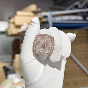 แหวนฮิปฮอปทรงคุชชั่นคัท ประดับเพชร CZ แบบไมโครเพฟ สีทอง เงิน และโรสโกลด์ ดีไซน์หรูหรา - Product Image 5