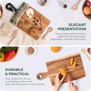 เขียงชาร์กูเตอรีพร้อมเขียงไม้เรซิ่นและไม้กระถินเทศ อุปกรณ์เสริมสำหรับชาร์กูเตอรี เขียงเสิร์ฟชีส ของขวัญสำหรับห้องครัว - Product Image 2