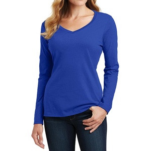 Chemises à manches longues pour femmes, col en V, couleur unie, haut décontracté, coupe classique, logo personnalisé OEM ODM, chemise à manches longues pour femmes - Product Image 5