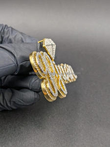 Custom Pjuan <b>Name</b> Pendant Iced Out Hip Hop Necklace 18k Gold Plated 925 Silver Moissanite Bling <b>Chain</b> Luxury Gift - Product Image 2