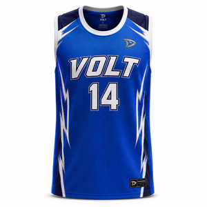 Aurora Basketball Jersey Men's Sleeveless Tank Top Blue Lightning Print Sublimated Moisture Wicking <b>Athletic</b> Fit - Product Image 2
