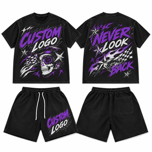 Ensemble T-shirt et short imprimé pour homme, style streetwear oversize, tenue décontractée d'été 2 pièces, impression personnalisée, vente en gros - Product Image 1