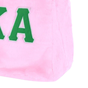 AKA Fur Tote Bag Pink with Green Soft Plush Shoulder <b>Handbag</b> Large Capacity Casual Shopping Travel Everyday Carry Fashion Tote - Product Image 4