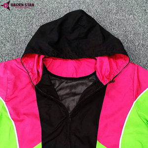 Veste coupe-vent unisexe à capuche, color-block, manches régulières, coupe oversize, style sportif, pour l'hiver, 100% polyester polaire, transfert thermique - Product Image 6